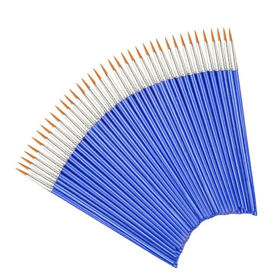50Pcs Painting Brushes Set Art round Flat Hair Nylon Hair Paint Brush for Oil Acrylic Watercolor Kids/Artists/Beginners/Students