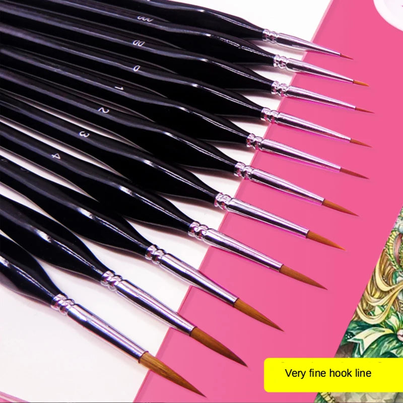 Weasel Hair Triangle Birch Rod Fine Nail Art Students Special Line Drawing Gouache Color Stroke Oil Brush 4Colors Hook Line Pen