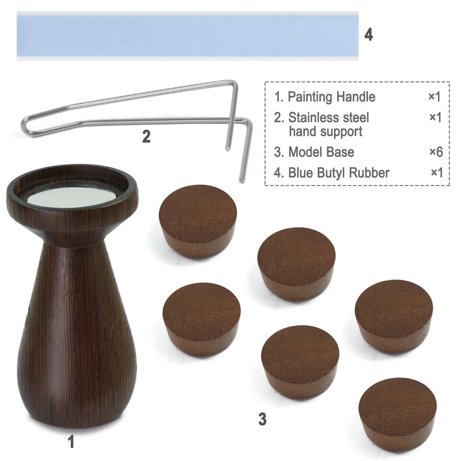 Model Handheld Wood Painting Handle Coloring Holder for Soldiers Handicraft Gundam Wargames