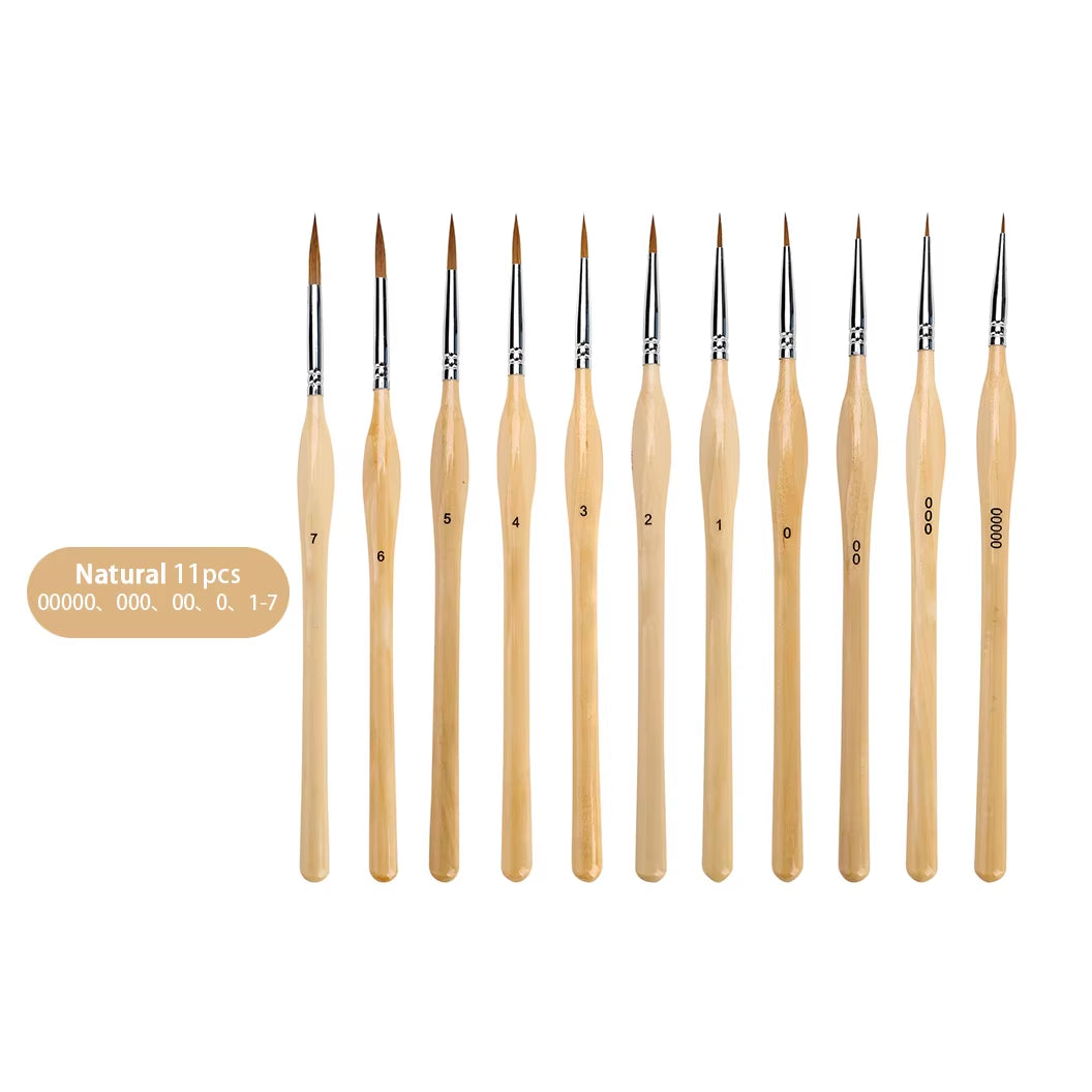 Weasel Hair Triangle Birch Rod Fine Nail Art Students Special Line Drawing Gouache Color Stroke Oil Brush 4Colors Hook Line Pen