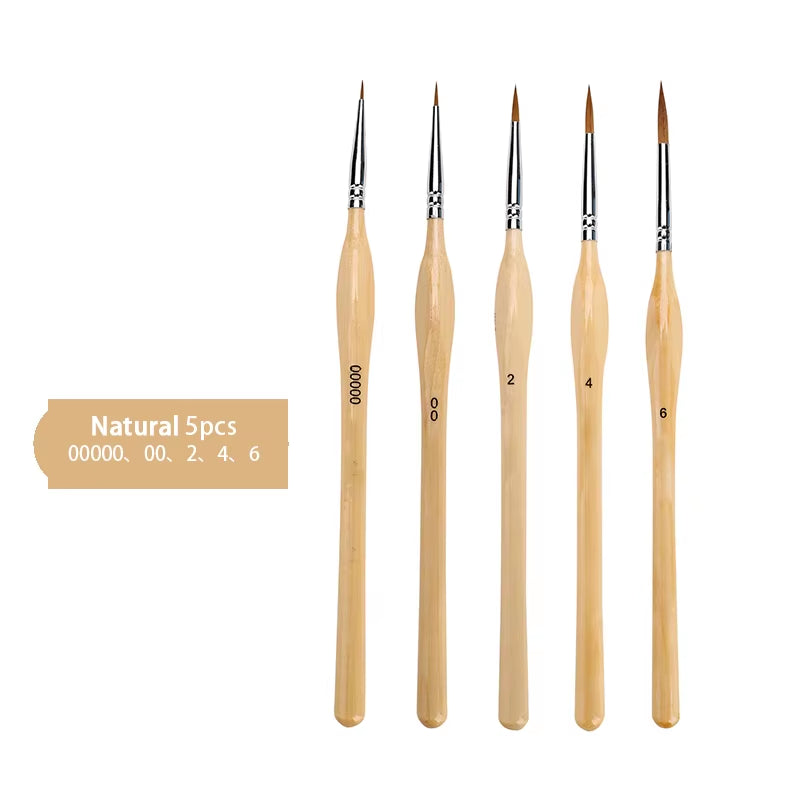 Weasel Hair Triangle Birch Rod Fine Nail Art Students Special Line Drawing Gouache Color Stroke Oil Brush 4Colors Hook Line Pen