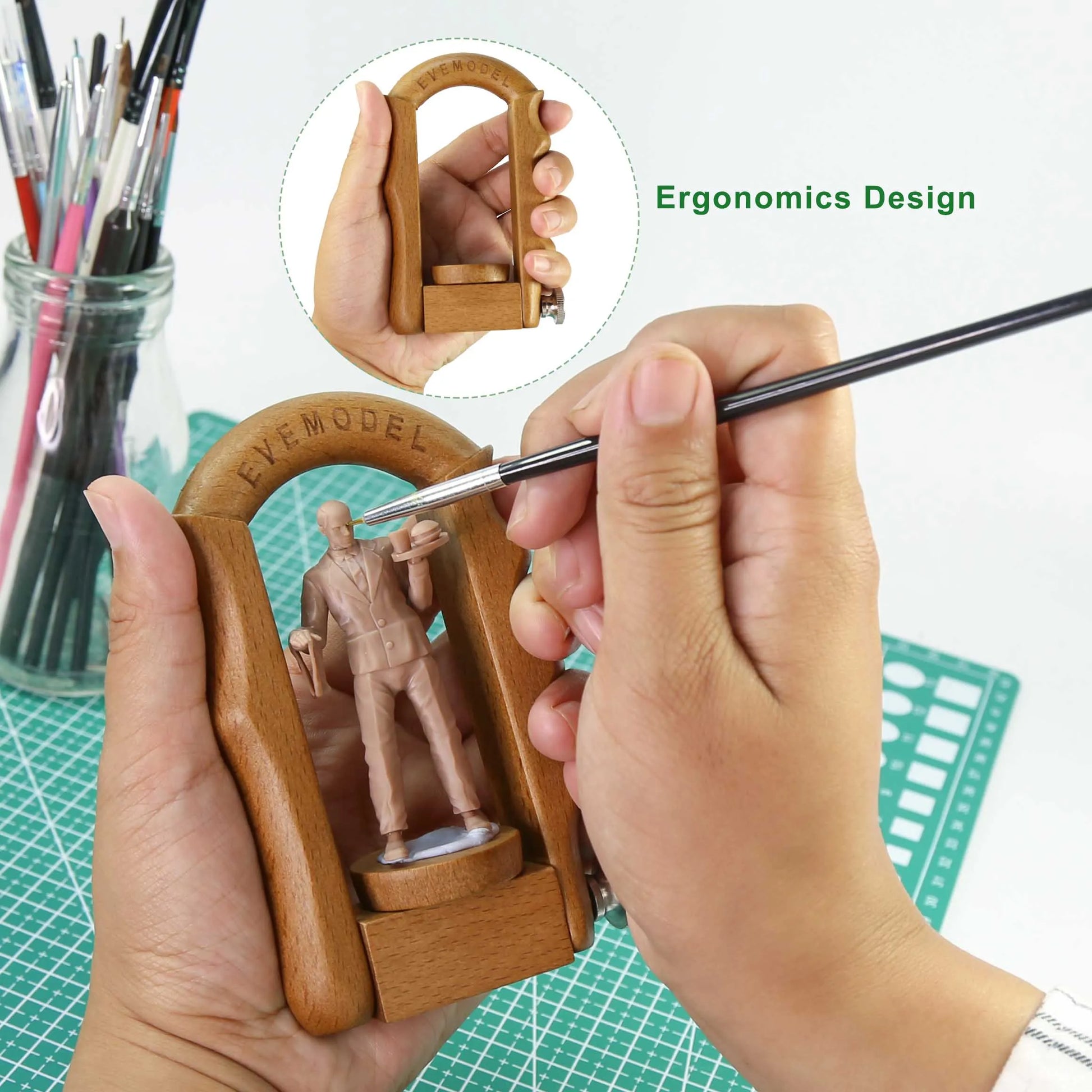 360° Rotating Wood Model Work Holder Miniature Painting Handle for Soldiers Handicraft Gundam Wargames