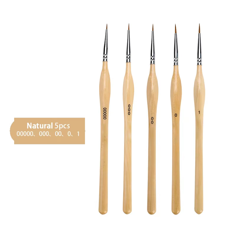 Weasel Hair Triangle Birch Rod Fine Nail Art Students Special Line Drawing Gouache Color Stroke Oil Brush 4Colors Hook Line Pen