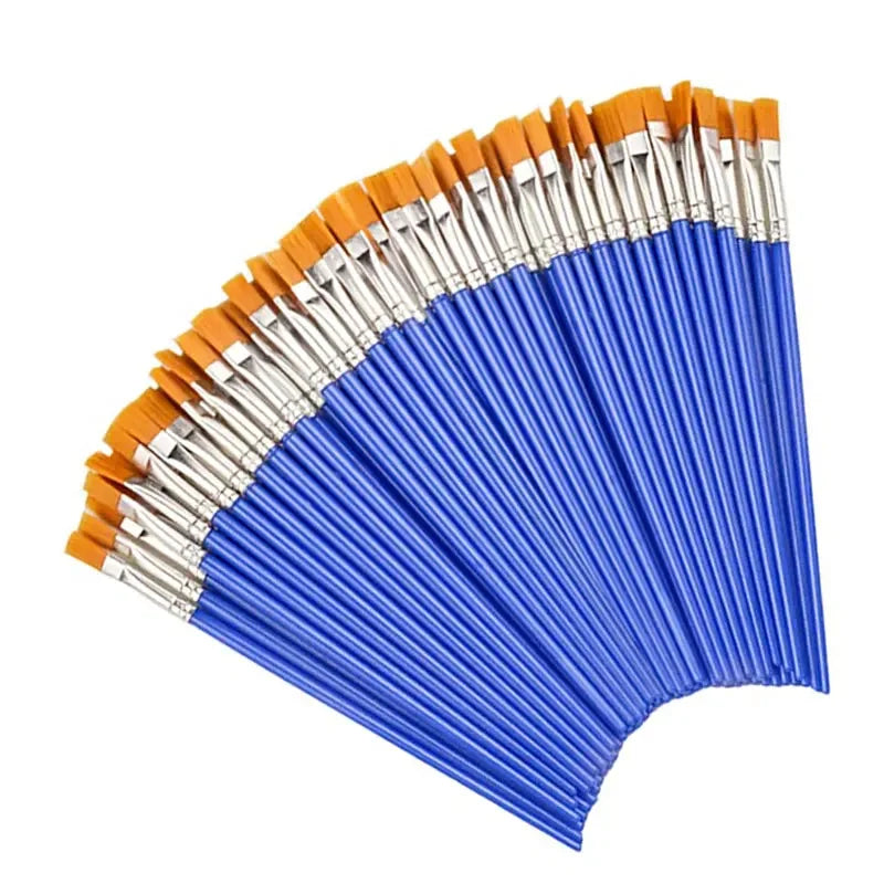 50Pcs Painting Brushes Set Art round Flat Hair Nylon Hair Paint Brush for Oil Acrylic Watercolor Kids/Artists/Beginners/Students