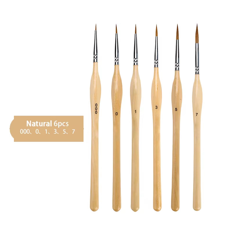 Weasel Hair Triangle Birch Rod Fine Nail Art Students Special Line Drawing Gouache Color Stroke Oil Brush 4Colors Hook Line Pen