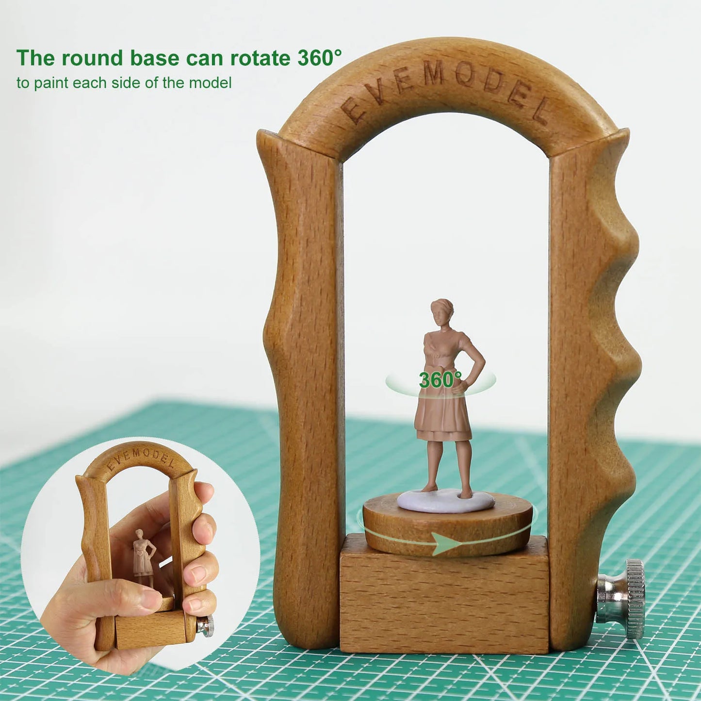 360° Rotating Wood Model Work Holder Miniature Painting Handle for Soldiers Handicraft Gundam Wargames