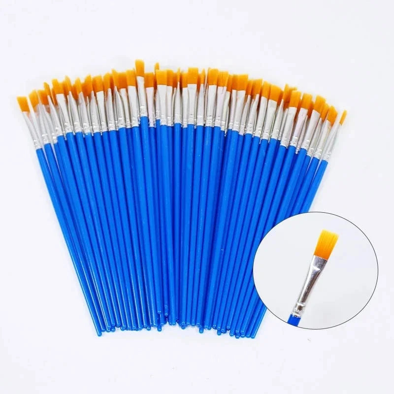 50Pcs Painting Brushes Set Art round Flat Hair Nylon Hair Paint Brush for Oil Acrylic Watercolor Kids/Artists/Beginners/Students