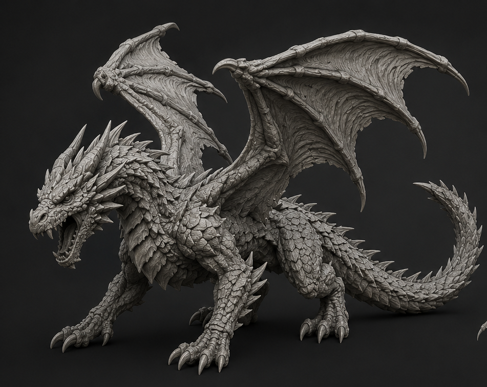 Stonefang Dragon- 3D Printed 32mm-100mm.