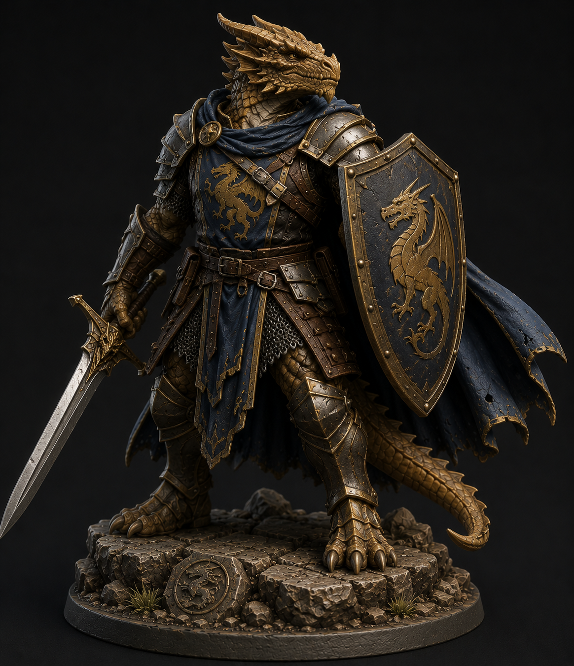 Dragonborn Fighter- 3D Printed 32mm-100mm.
