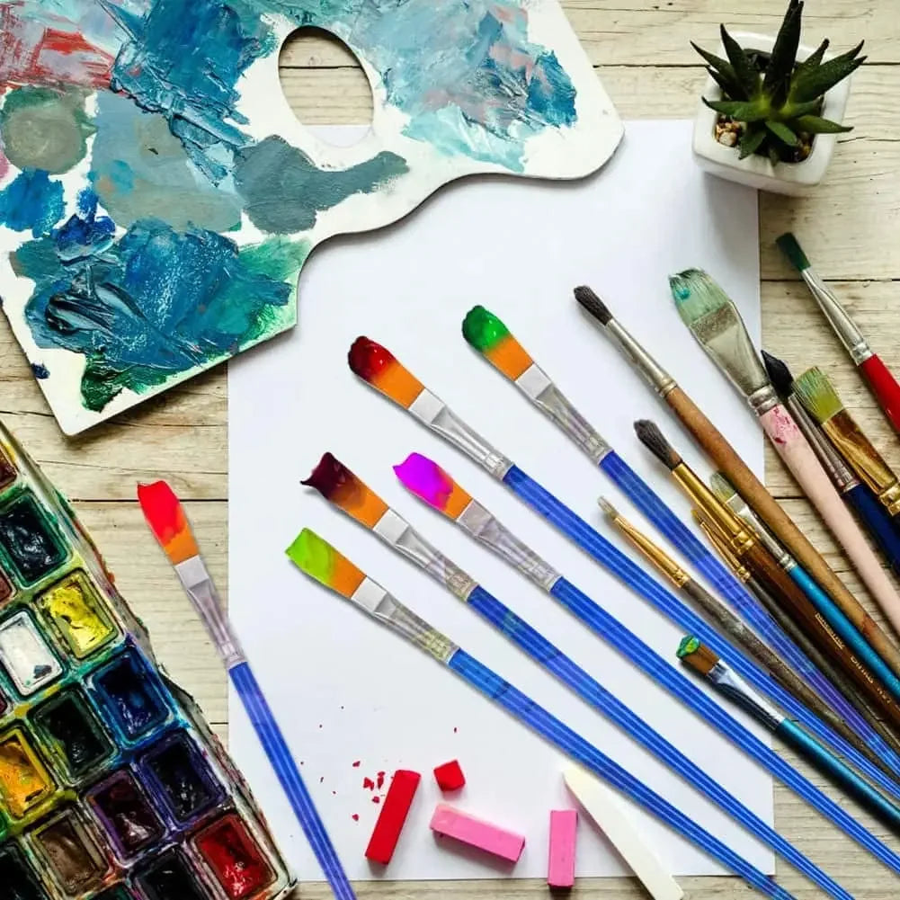 50Pcs Painting Brushes Set Art round Flat Hair Nylon Hair Paint Brush for Oil Acrylic Watercolor Kids/Artists/Beginners/Students