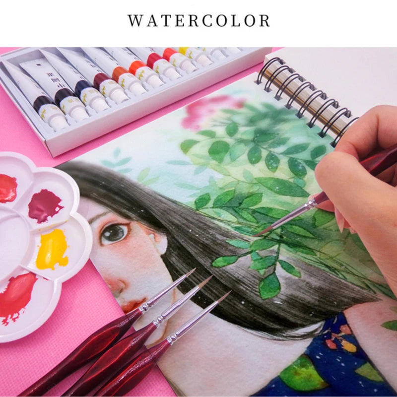 Weasel Hair Triangle Birch Rod Fine Nail Art Students Special Line Drawing Gouache Color Stroke Oil Brush 4Colors Hook Line Pen