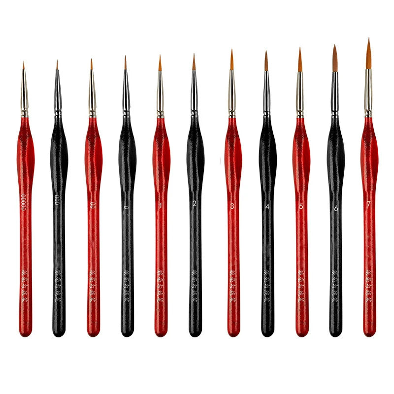 Weasel Hair Triangle Birch Rod Fine Nail Art Students Special Line Drawing Gouache Color Stroke Oil Brush 4Colors Hook Line Pen
