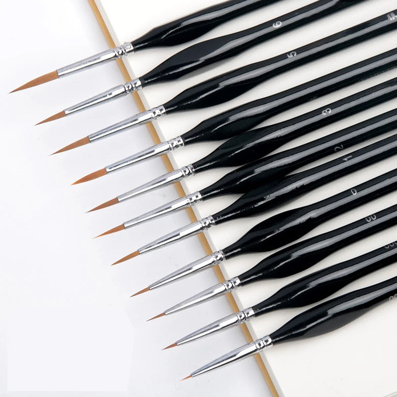 Weasel Hair Triangle Birch Rod Fine Nail Art Students Special Line Drawing Gouache Color Stroke Oil Brush 4Colors Hook Line Pen