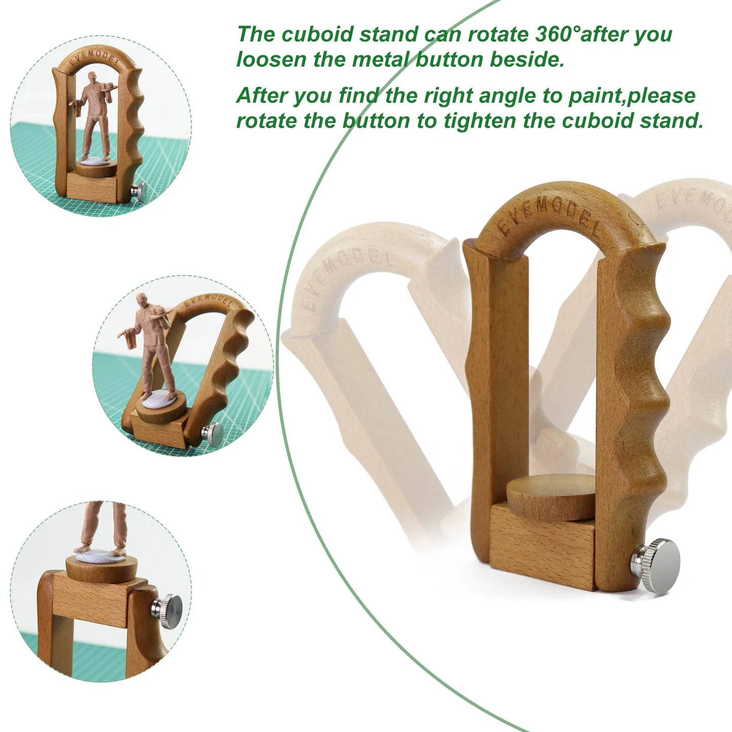 360° Rotating Wood Model Work Holder Miniature Painting Handle for Soldiers Handicraft Gundam Wargames