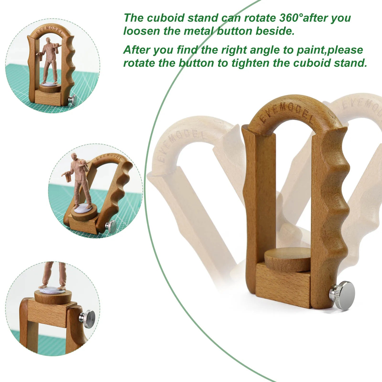 360° Rotating Wood Model Work Holder Miniature Painting Handle for Soldiers Handicraft Gundam Wargames